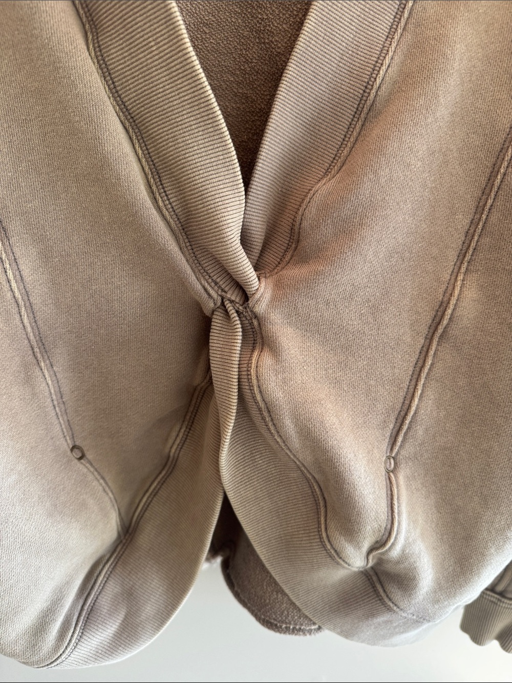 FP Movement by Free People Taupe Tie-Front V-Neck Sweatshirt - Picture 2 of 4
